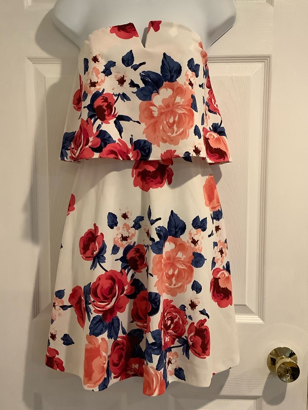AQUA Floral Strapless Garden Party Cottagecore Resortwear Wedding Guest Dress M